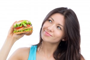Woman With Tasty Fast Food