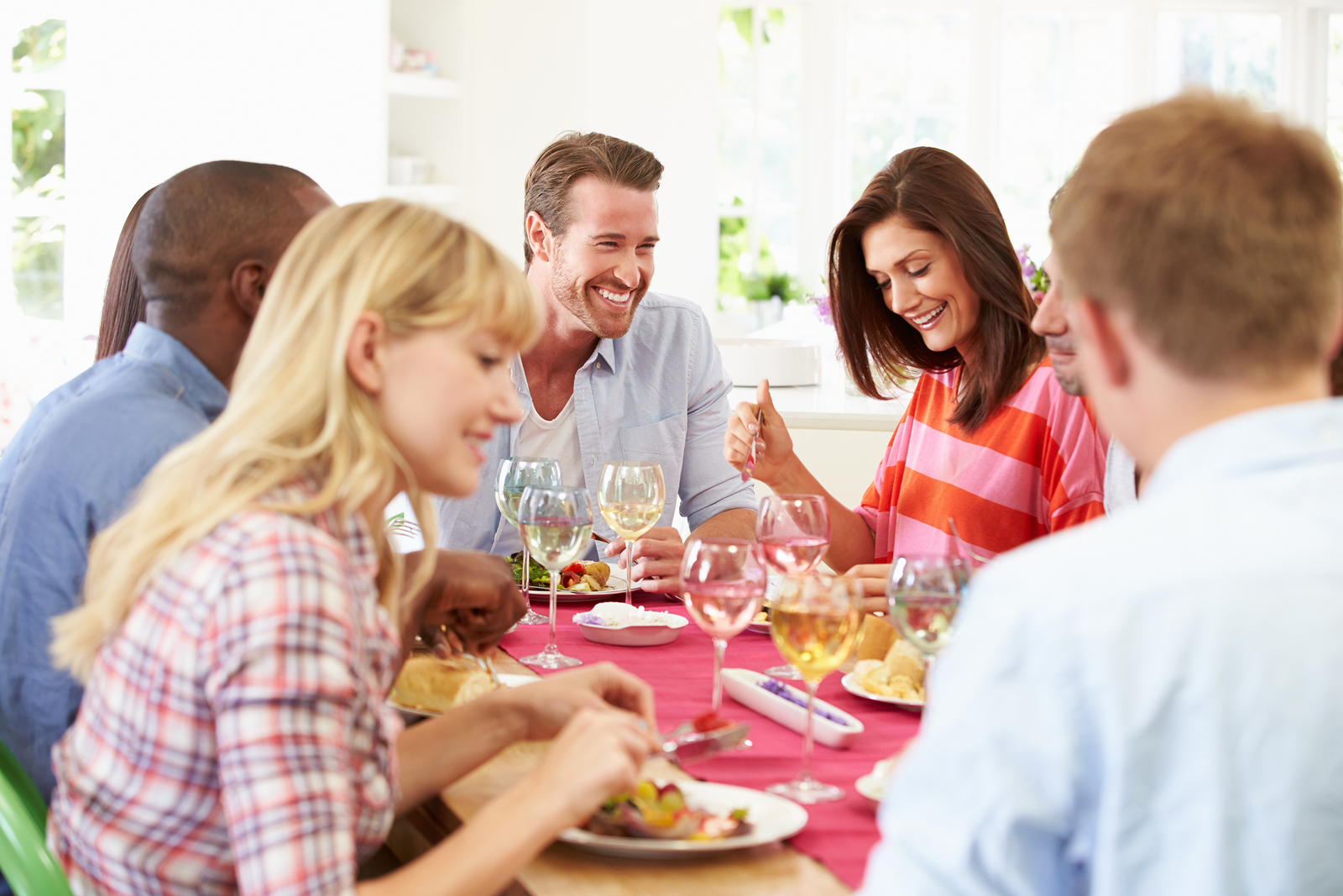 Where do you have dinner. People around the Table.